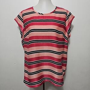 The Limited Pink & Black Striped Jacquard Satin Blouse Size XLP
